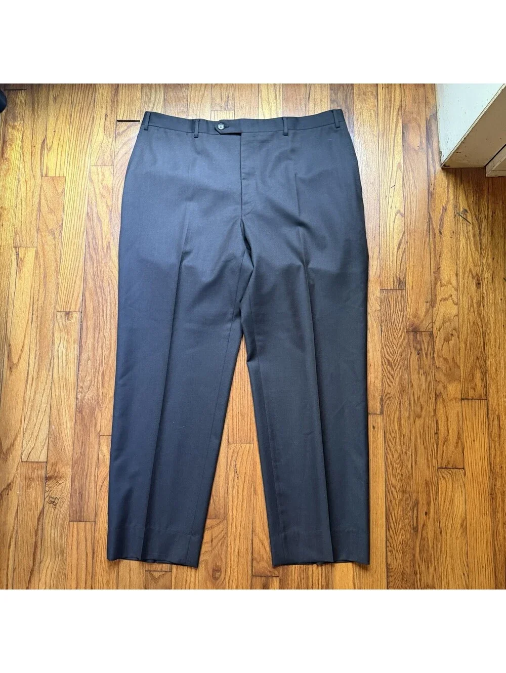 Canali Dress Pants Mens 38x30 Brown Wool Flat Front Straight Leg Trousers Italy